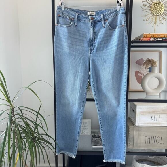 Madewell The Perfect Vintage Jeans in Blue Hoyne Wash Raw Hem High Rise Size 33 - Picture 1 of 11